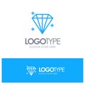 Diamond, Jewel, User Blue Outline Logo Place for Tagline
