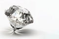 Diamond jewel on white background closeup. Beautiful sparkling shining diamond with reflective surface. AI generated image