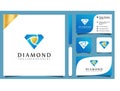 Diamond jewelery logo design vector illustration with line art style vintage, modern company business card template