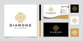 Diamond Jewellery Logo Design Vector Template with business card design