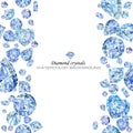 Diamond. jewelry watercolor background. crystals illustration.
