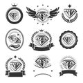 Diamond labels and elements set. Collection icon diamonds. Vector