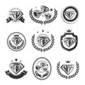 Diamond labels and elements set. Collection icon diamonds. Vector