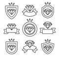 Diamond labels and elements set. Collection icon diamonds. Vector