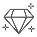 Diamond line icon, jewellery and accessory, brilliant sign, vector graphics, a linear pattern on a white background. Royalty Free Stock Photo