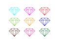 Diamond line linear style pixel perfect vector icon set Royalty Free Stock Photo