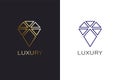 Diamond Lineal design logo in gold and solid vector Royalty Free Stock Photo