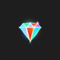 Diamond logo is a bright gem with colorful facets and sparks, creative emblem for a glamorous jewelry store or workshop