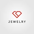 Diamond logo jewelry line art monoline vector icon illustration design