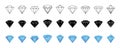 Diamond logo. Precious gemstone icon. Black outline silhouette shape. Pictogram of crystal. Brilliant gem. Expensive Royalty Free Stock Photo