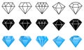 Diamond collection vector logo. Color and black icons. Gemstones set Royalty Free Stock Photo