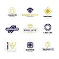 Diamond logost. Abstract luxury vector labels with sparkle brilliant