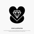 Diamond, Love, Heart, Wedding solid Glyph Icon vector