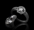 Diamond luxury ring close up.diamond stones appraiser. jewelry quality check.manufacture of precious stones. inspection of