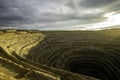 Diamond mining pit in the town of Udachniy, Yakutia, Russia. ALROSA.
