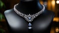 Diamond necklace on a mannequin on white Royalty Free Stock Photo