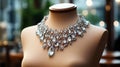 Diamond necklace on a mannequin on white Royalty Free Stock Photo