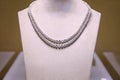 Diamond necklace in 2 tiers studded with large real diamonds Royalty Free Stock Photo