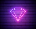 Diamond neon icon. Simple thin line, outline vector of casino icons for ui and ux, website or mobile application. Diamond glowing
