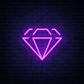 Diamond neon sign. Neon icon, light symbol, web banner for your projects. Vector illustration