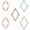 Diamond ornament icon. Vibrant vector frame. Multicolor border set. White background layout Royalty Free Stock Photo