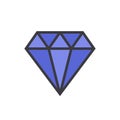 Diamond outline color icon, flat design style, linear colored vector illustration