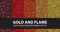 Diamond pattern set Gold and Flame Royalty Free Stock Photo