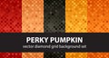 Diamond pattern set Perky Pumpkin. Vector seamless geometric backgrounds Royalty Free Stock Photo