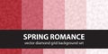 Diamond pattern set Spring Romance. Vector seamless geometric backgrounds