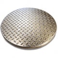 Diamond Patterned Metal Tabletop for Product Display on White Background Royalty Free Stock Photo