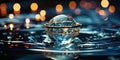 A diamond pearl, shiny in dark water, like a precious treasure hidden at the bottom of the ocea Royalty Free Stock Photo