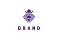 Diamond Pen Logo With Crown Royalty Free Stock Photo