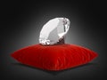 Diamond on a pillow on black background 3d illustration