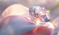 A diamond is on a pink cloth Royalty Free Stock Photo