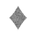 Diamond Playing Card Icon Fingerprint Concept. Fingerprint diamond on a plate black icon. Isolated thumbprint and fingerprint diam