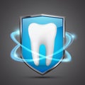 Tooth protection concept, healthy tooth inside the shield.