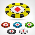 Diamond poker chip isometric set 3D object Royalty Free Stock Photo