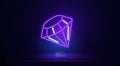 Diamond purple neon badge. A simple thin line, contour vector of casino icons for the user interface, website or mobile Royalty Free Stock Photo