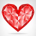 Diamond red heart icon isolated vector Royalty Free Stock Photo