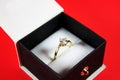 Diamond ring in a black jewelry box Royalty Free Stock Photo