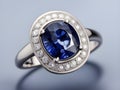 diamond ring with blue gemstone