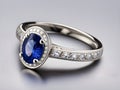 diamond ring with blue gemstone