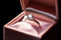 Diamond Ring in Box on Black Background Royalty Free Stock Photo