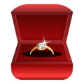 Diamond ring box icon, cartoon style