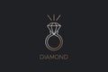 Diamond Ring Crystal Gem Logo design vector template. Wedding Gemstone Luxury Logotype concept icon