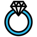 Diamond ring, gem ring fill vector icon which can easily modify or edit