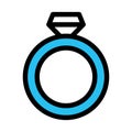 Diamond ring, gem ring fill vector icon which can easily modify or edit