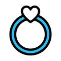 Diamond ring, gem ring fill vector icon which can easily modify or edit