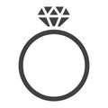 Diamond ring glyph icon, valentines day