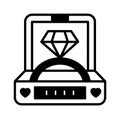 Diamond ring Glyph Vector Icon that can easily edit or modify.